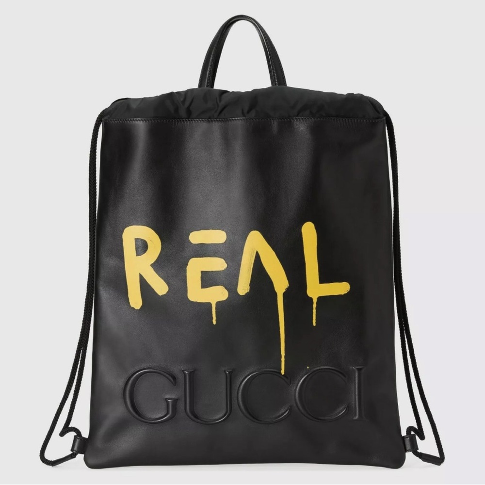 Gucci Black and Yellow Drawstring Backpack - Picture 1 of 9